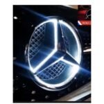 mercedes led front grille logo illuminated at night