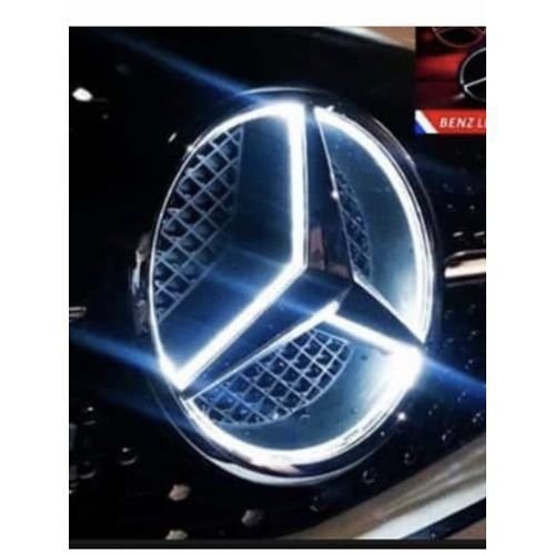 mercedes led front grille logo illuminated at night