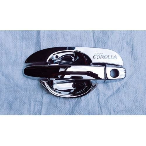 chrome door handle cover set installed on car doors