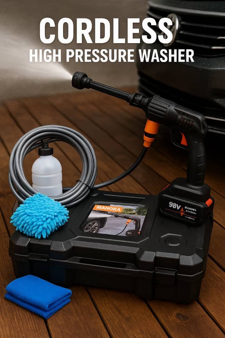 wireless pressure washer 98v cleaning car outdoors