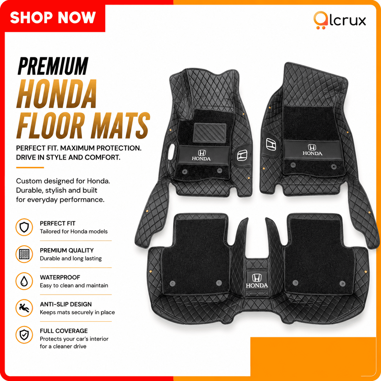 Premium Honda floor mats Honda double layer floor mat