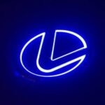 lexus rx330 led grille logo blue light installed on front