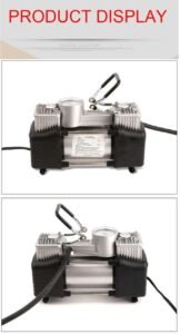 Car Double Cylinder Air Compressor Tyre inflator with Analogue Tyre Pressure Gauge with Puncher Repair Kit - Image 3