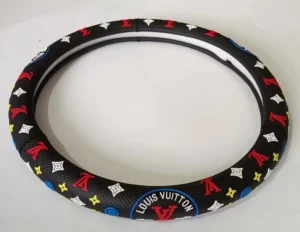 Colorful PVC steering wheel cover with Supreme-inspired design