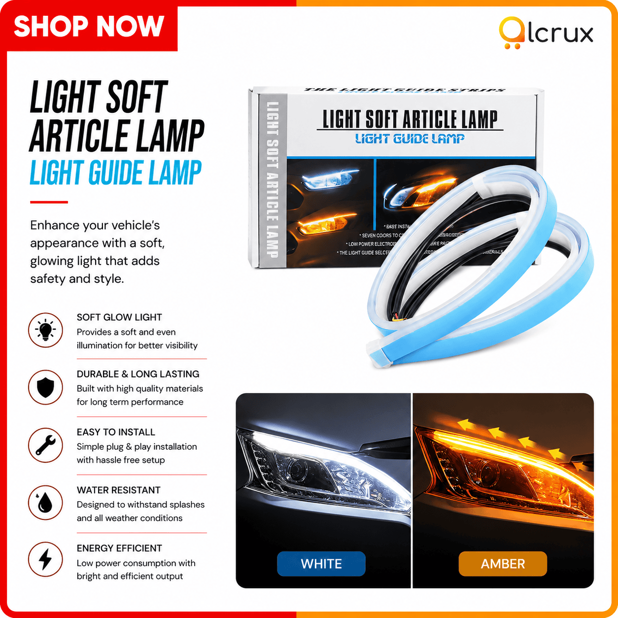 Light guide lamp White yellow LED guide lamp