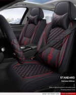 Universal 3D car seat covers full set for 5 seater vehicle in PU leather