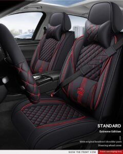 Universal 3D car seat covers full set for 5 seater vehicle in PU leather