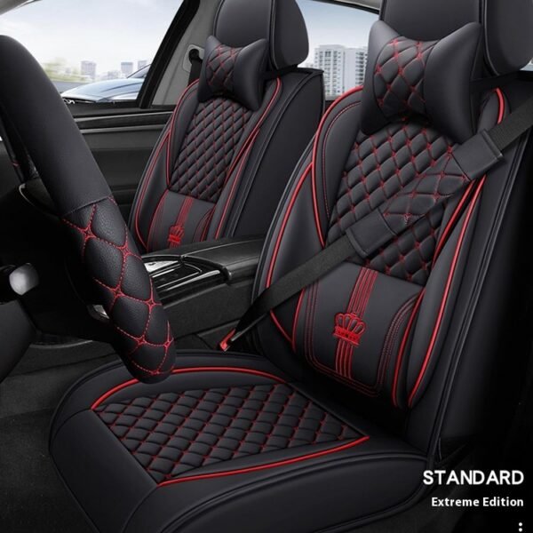 Universal 3D car seat covers full set for 5 seater vehicle in PU leather