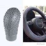 Universal Car Silicone Steering Wheel Cover + Gear Knob Gray Color