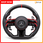 Mercedes-Benz carbon-fibre steering wheel with red trim
