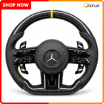 Mercedes-Benz carbon-fibre steering wheel with yellow accents