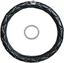 Car Steering Wheel Cover For All, Cute And Red, Natural Latex Non-Toxic And Odorless Safe Driving (black - Diamonds) photo review